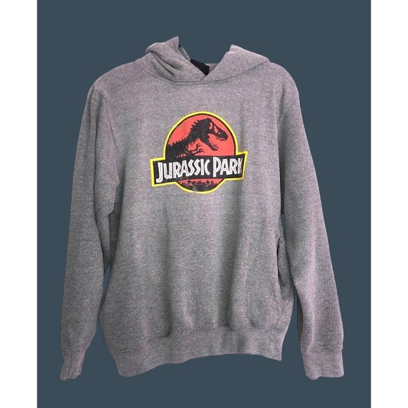Jurassic Park Logo Hoodie X-Large Universal Studios Cotton/Polyester Blend Gray - Picture 1 of 7